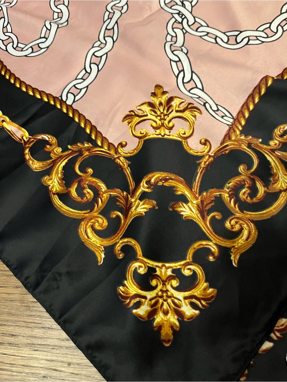 stradivarius Black and Pink Baroque Print Scarf